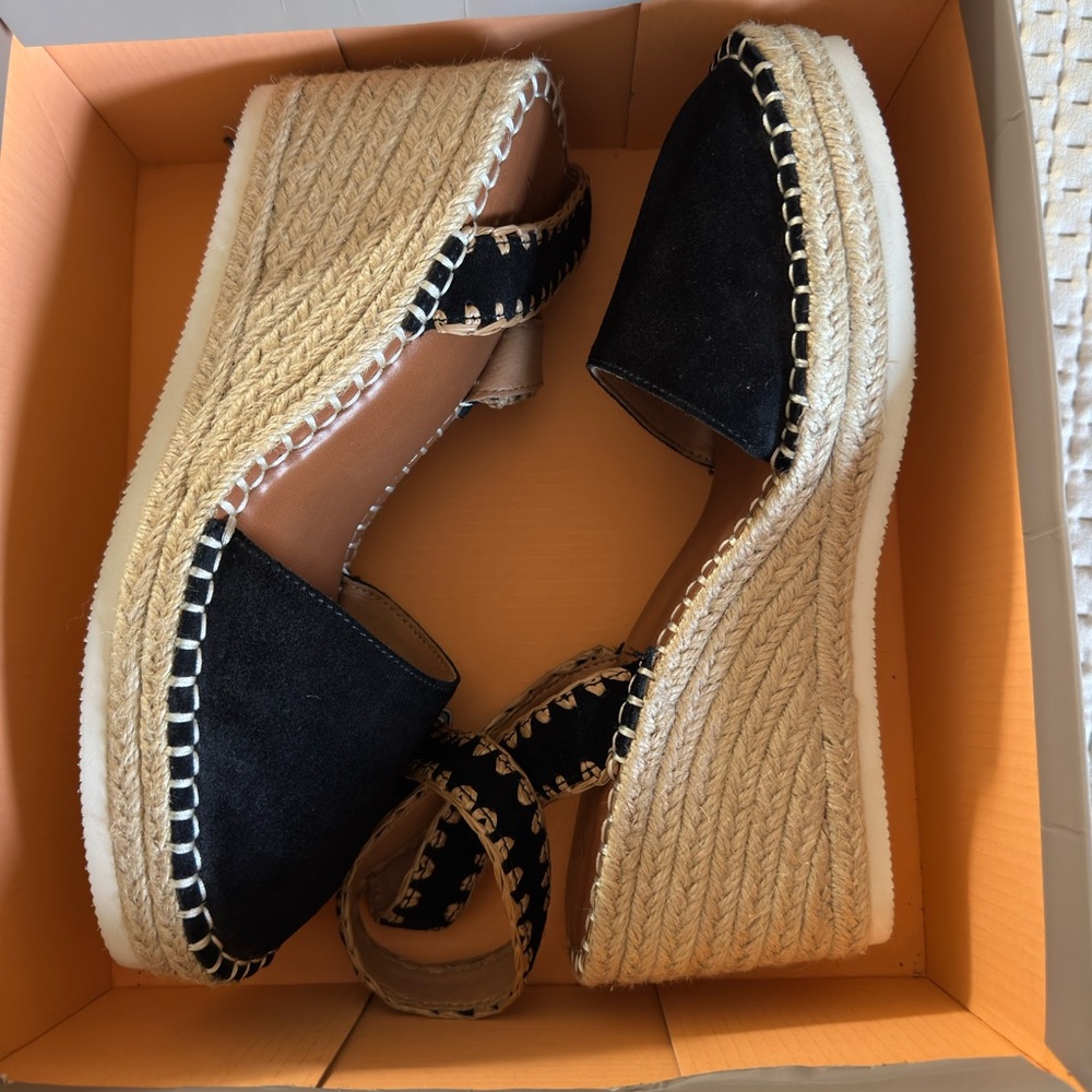 Black Espadrille Wedge Sandals